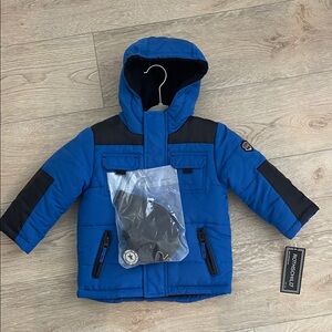 Rothschild Blue and Black Puffer Jacket